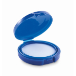 Bálsamo labial vegano con SPF10 y sabor vainilla en estuche redondo color azul