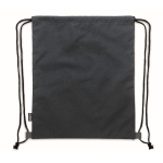 Mochila de cuerdas de poliéster RPET con detalle de cuero en la base color azul marino tercera vista