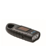 Linterna recargable por panel solar y por manivela dinamo color negro vista de impresión