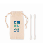 Set de 2 bastoncillos de silicona reutilizables y lavables color beige vista de impresión