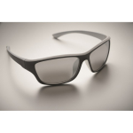 Gafas de sol deportivas con cristales de espejo y detalles a color color blanco vista fotografía cuarta vista