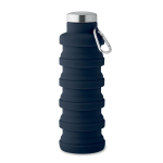 Botella plegable de silicona con mosquetón 500 ml color azul marino