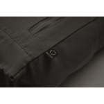 Mochila de cierre roll top de algodón reciclado con cremallera delante color negro vista fotografía quinta vista