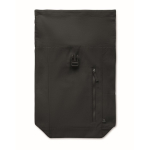 Mochila de cierre roll top de algodón reciclado con cremallera delante color negro octava vista