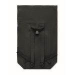 Mochila de cierre roll top de algodón reciclado con cremallera delante color negro novena vista