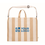 Bolsa de la playa con rayas verticales con asas y bandolera ajustable color blanco vista de impresión