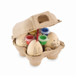 Set de 4 huevos de pascua de madera para pintar con acuarelas color madera