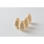 Set de 4 huevos de pascua de madera para pintar con acuarelas color madera vista fotografía cuarta vista