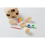 Set de 4 huevos de pascua de madera para pintar con acuarelas color madera vista fotografía quinta vista