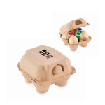 Set de 4 huevos de pascua de madera para pintar con acuarelas color madera vista de impresión