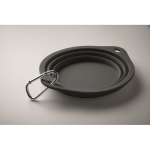 Plato para comer o beber plegable y con mosquetón para mascotas color negro vista fotografía tercera vista