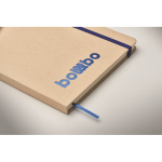 Libreta de cartón con banda y marca páginas a color hojas a rayas A5 color azul vista fotografía