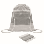 Set de mochila de cuerdas con pareo a juego rayado 180 g/m2 color gris septima vista