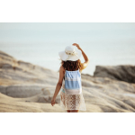 Set de mochila de cuerdas con pareo a juego rayado 180 g/m2 color turquesa segunda vista bodegón