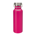 Botella de acero inoxidable reciclado ideal para agua 500ml color rosa segunda vista frontal