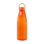 Botella de agua de plástico reciclado con asa de transporte 800ml color naranja segunda vista frontal