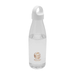 Botella de agua de plástico reciclado con asa de transporte 800ml color transparente vista impresión tampografía
