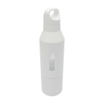 Botella termo de acero inoxidable reciclado con taza extraíble 600ml color blanco vista impresa logo 2