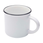 Taza de cerámica vintage con borde en color negro 240ml color blanco segunda vista frontal
