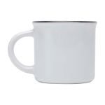 Taza de cerámica sublimable vintage con borde negro 240ml color blanco segunda vista lateral