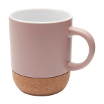 Taza de cerámica en acabado mate y base de corcho 300ml color rosa pastel segunda vista frontal