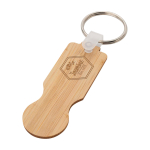 Llavero de bambú con moneda para carro con estilo compacto color natural vista impresa logo 2