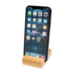 Soporte de bambú para teléfono con ángulo de visión ergonómico color madera tercera vista