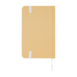 Libreta de tapa dura de papel reciclado con cinta A6 hojas lisas color blanco segunda vista trasera