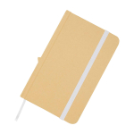 Libreta de tapa dura de papel reciclado con cinta A6 hojas lisas color blanco vista detalle 1