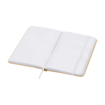 Libreta de tapa dura de papel reciclado con cinta A6 hojas lisas color blanco segunda vista