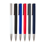 Bolígrafo de aluminio reciclado con clip de plástico tinta negra color blanco segunda vista varios colores