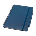 Cuaderno de tapa dura de plástico reciclado A5 hojas a rayas color azul marino