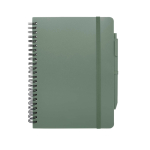 Cuaderno de tapa dura de plástico reciclado A5 hojas a rayas color verde pastel segunda vista frontal