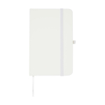 Libreta de tapa dura con cubierta de tacto suave A6 hojas a rayas color blanco segunda vista frontal