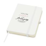 Libreta de tapa dura con cubierta de tacto suave A6 hojas a rayas color blanco vista impresión tampografía