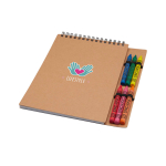 Cuaderno de espiral con tapa blanda y ceras incorporadas color natural vista impresión tampografía