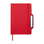 Libreta con orificio para móvil con tapa dura A5 hojas a rayas color rojo segunda vista frontal