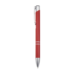 Bolígrafo de aluminio reciclado con acabado lacado tinta azul color rojo