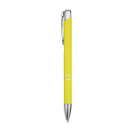 Bolígrafo de aluminio reciclado con acabado lacado tinta azul color amarillo