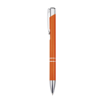 Bolígrafo de aluminio reciclado con acabado lacado tinta azul color naranja