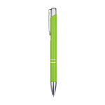 Bolígrafo de aluminio reciclado con acabado lacado tinta azul color verde lima