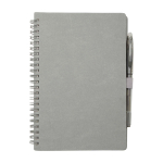 Libreta A5 de tapa dura reutilizable con bolígrafo tinta negra color gris segunda vista frontal