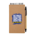 Bloc de notas adhesivas amarillo y multicolor con bolígrafo color natural vista impresión tampografía