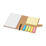 Libreta de notas adhesivas con bolígrafo con tinta negra color natural