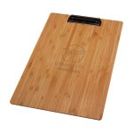 Portapapeles sostenible de bambú con clip incorporado para sujetar color natural vista impresa logo 2