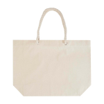 Bolsa de playa de algodón reciclado con asas de cuerda 270 g/m2 color natural segunda vista frontal