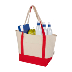 Bolsa multiuso de algodón reciclado con asas dobles 320 g/m2 color rojo segunda vista