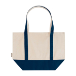 Bolsa multiuso de algodón reciclado con asas dobles 320 g/m2 color azul marino segunda vista trasera