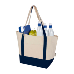 Bolsa multiuso de algodón reciclado con asas dobles 320 g/m2 color azul marino segunda vista