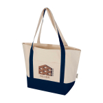 Bolsa multiuso de algodón reciclado con asas dobles 320 g/m2 color azul marino vista impresión transfer